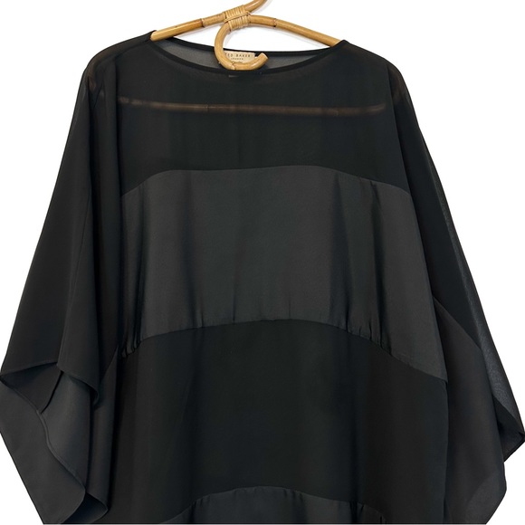 Ted Baker | Mollea Sheer Striped Panel Tunic Blouse Size S - Picture 2 of 12